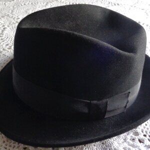 Vintage Men's Bollman Felt Fedora Hat Black Size 7 3/8 Made USA Tag Broke Off